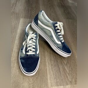 VANS Old Skool Skateboarding Shoes Mens Denim Blue Acid